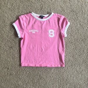 Boohoo cropped jersey baby tee, size 6, pink